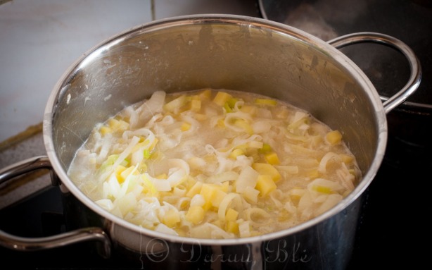 Višisuazo (vichyssoise) sriubai vištienos sultinyje troškinamos daržovės  | Receptai | Darau, blė